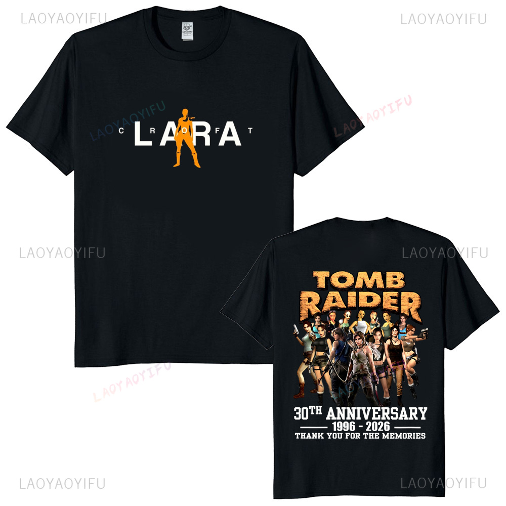 Retro Gaming T Shirts - Tomb raider 30th aniversário unissex vintage