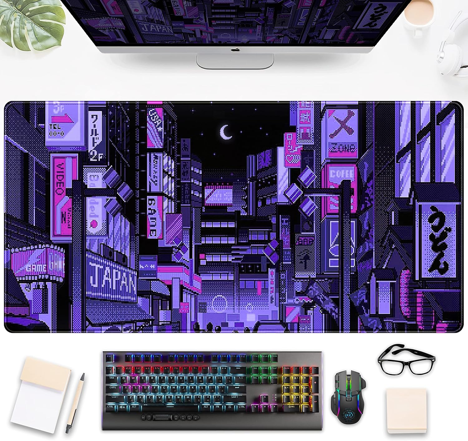 Retro Gaming Tokyo - Tapete de mouse Tokyo Street Purple