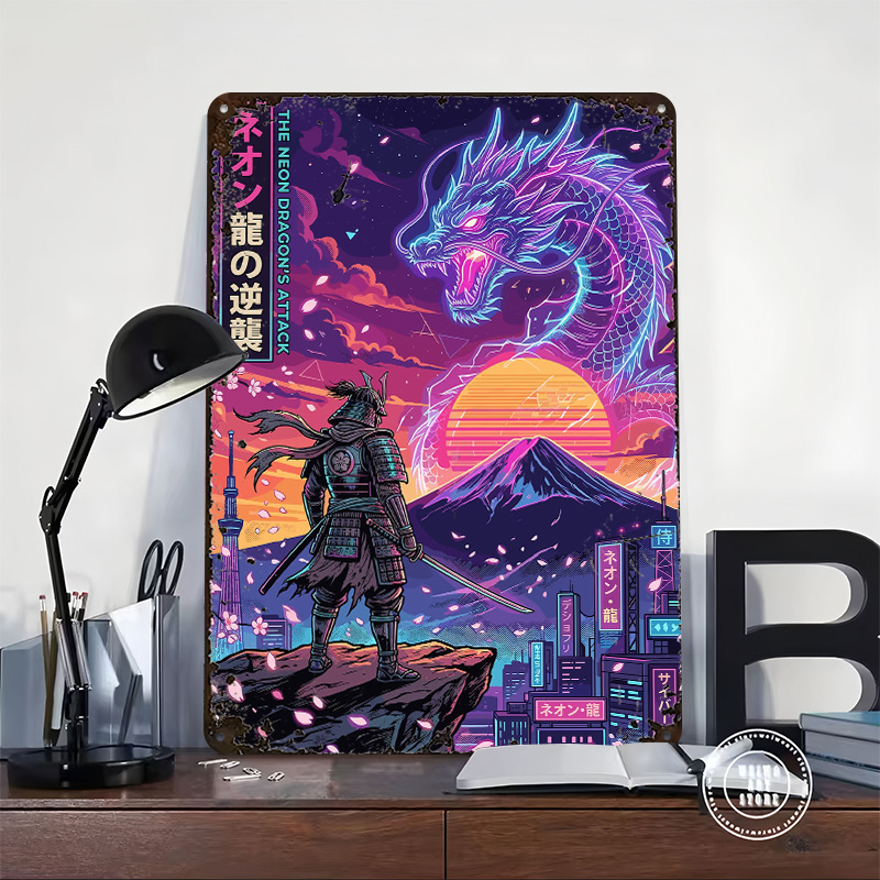 Pôster Samurai Vs Neon Dragon  - Retro Gaming Tokyo avaliação e preço