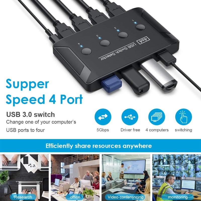 Switch KVM USB 3.0 de 4 Entrad - Controller Adapter Usb avaliação e preço